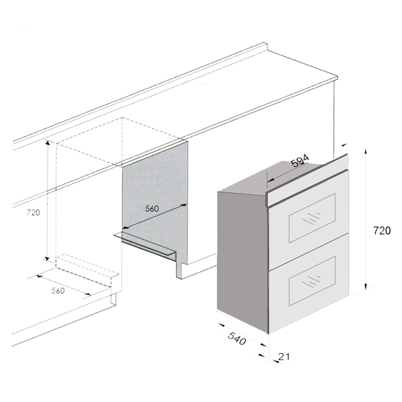 TH-929 - תנור בילד אין 60 ס״מ דו תאי