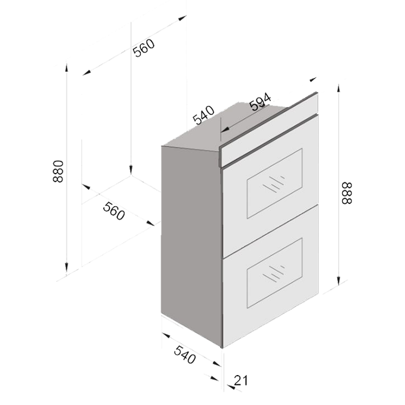 TH-1009 - תנור בילד אין 60 ס״מ דו תאי
