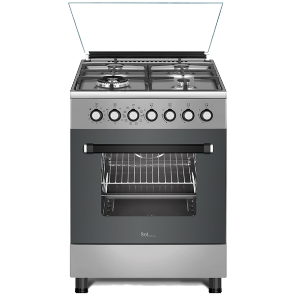 תנור משולב כיריים גז 60 ס״מ נירוסטה SOL GSX66-MFT