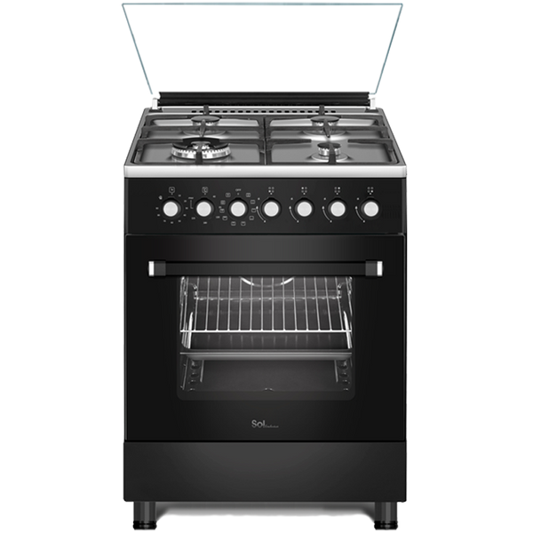 תנור משולב כיריים גז 60 ס״מ שחור SOL GSB66-MFT
