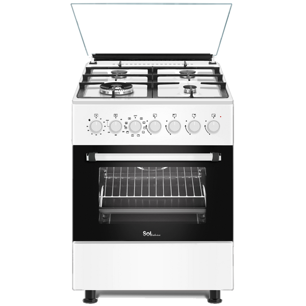 תנור משולב כיריים גז 60 ס״מ לבן SOL TRW66MFT