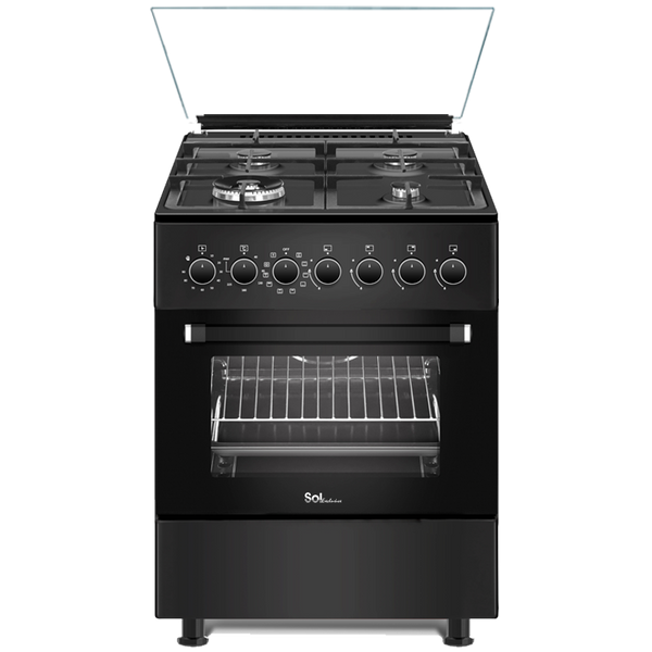 תנור משולב כיריים גז 60 ס״מ שחור מט SOL TRB66MFT
