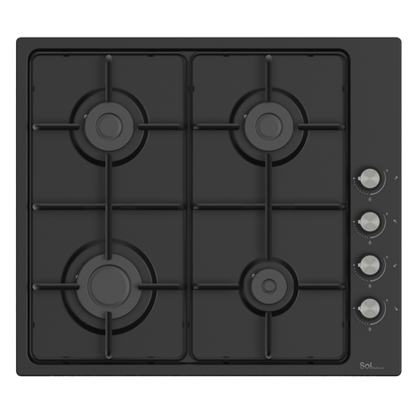 כיריים 4 להבות שחור 60 ס״מ SOL SM6BG-227