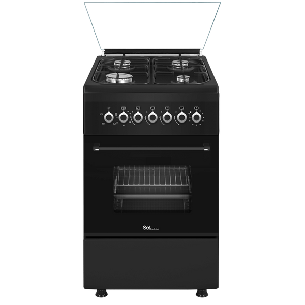 תנור משולב כיריים גז 50 ס״מ שחור SOL GSB56SF