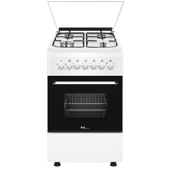 תנור משולב כיריים גז 50 ס״מ לבן SOL GSW56SF