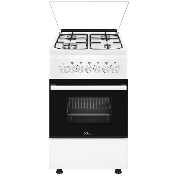 תנור משולב כיריים גז 50 ס״מ לבן SOL TRW56SF